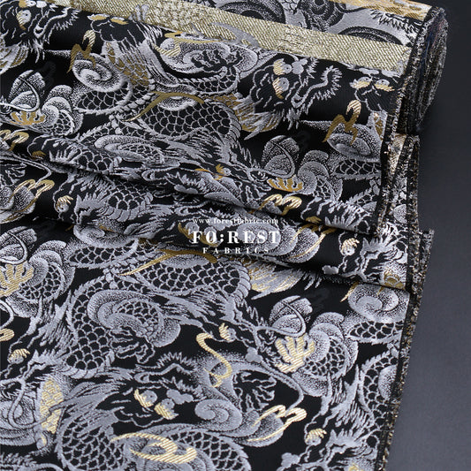 Gold Brocade - Dragon fabric GrayGold