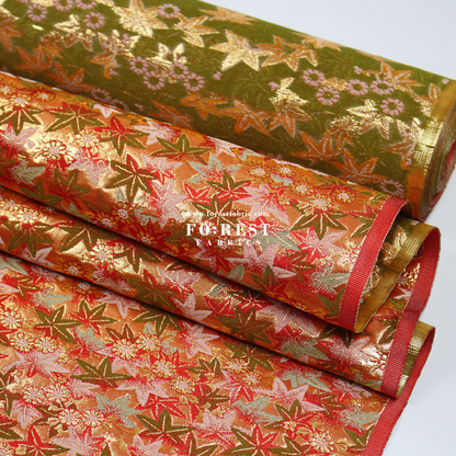 Gold Brocade - Maple fabric Red
