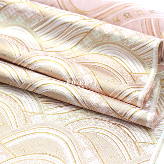 Gold Brocade - Great Wave fabric ICEPINK