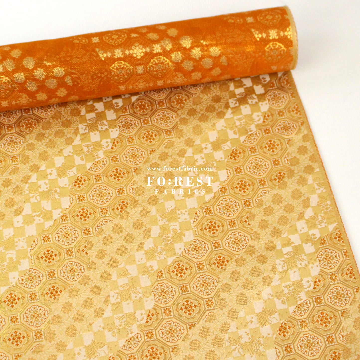 Gold Brocade - Lattice butterfly fabric