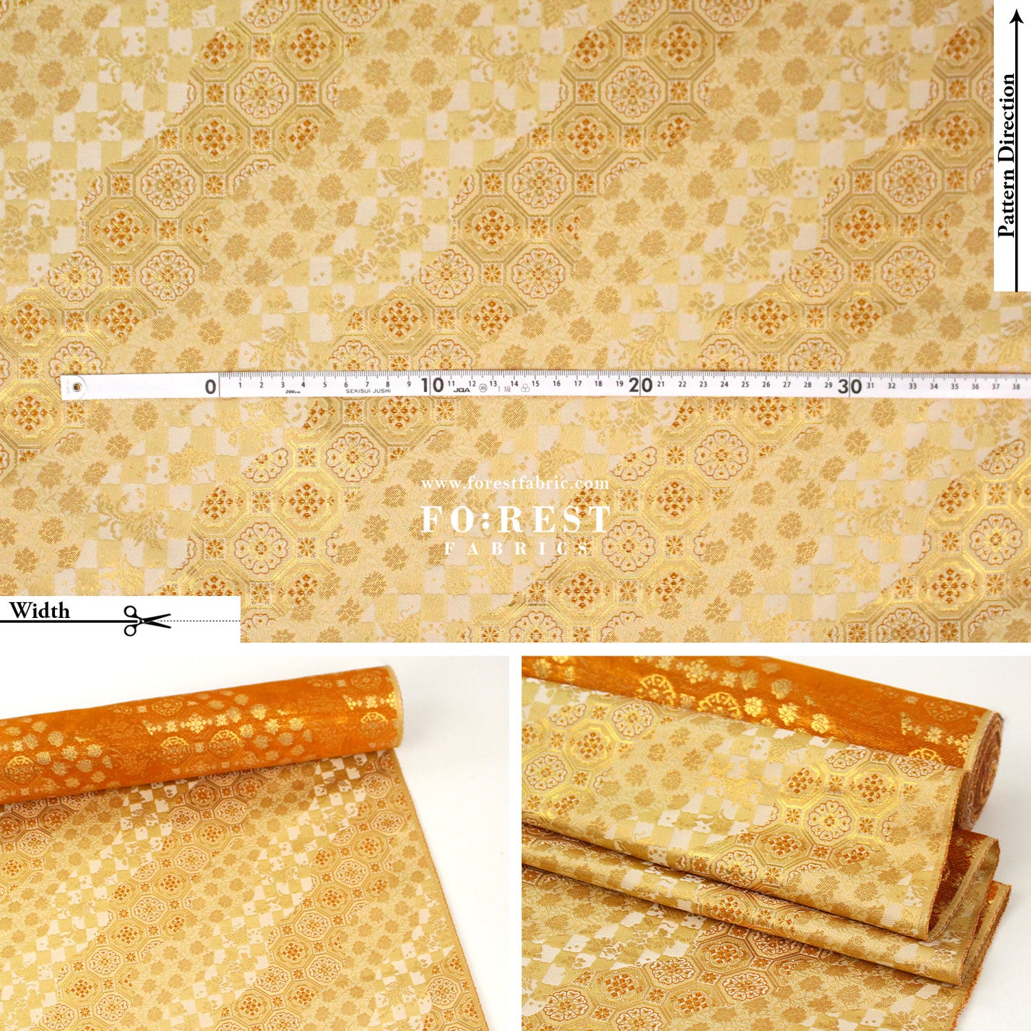 Gold Brocade - Lattice butterfly fabric