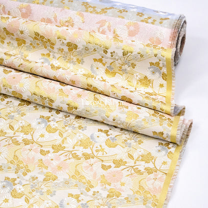 Gold Brocade - Zen Garden fabric Milky Gray
