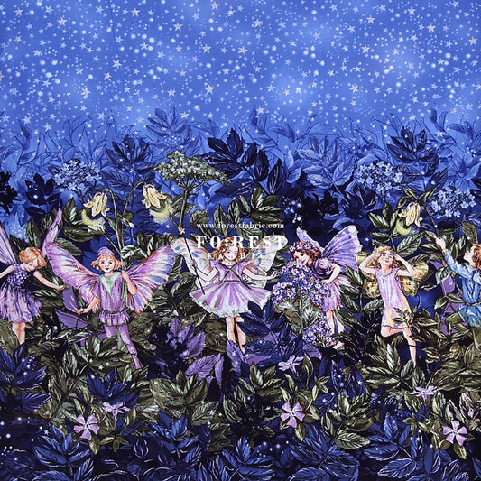 cotton - Fairy Night Fairies fabric (Double Border)