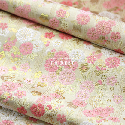Gold Brocade - Raining sakura flower fabric