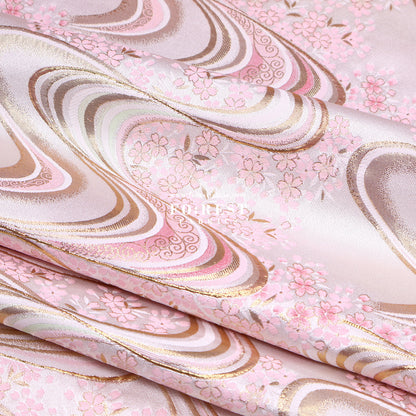 Gold Brocade - Sakura river Milky Gray fabric