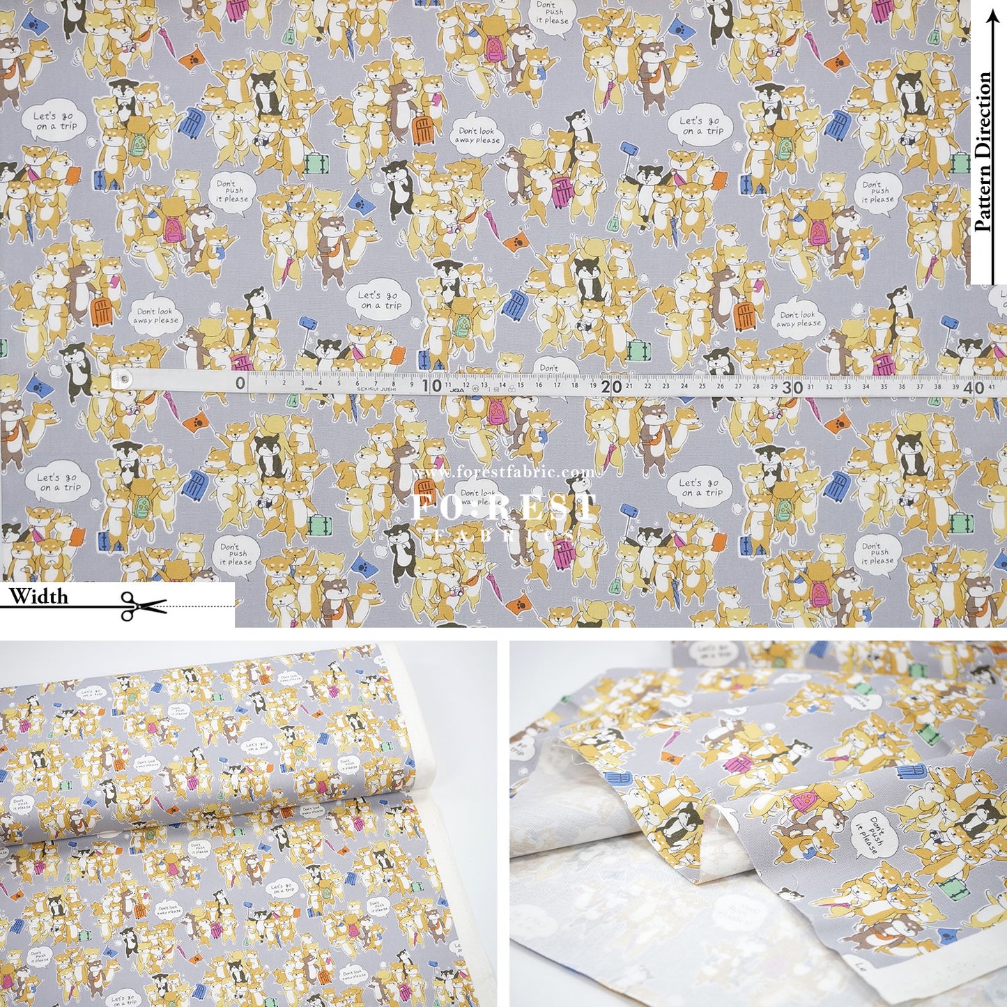 oxford - Travel Shiba Inu Dogs fabric