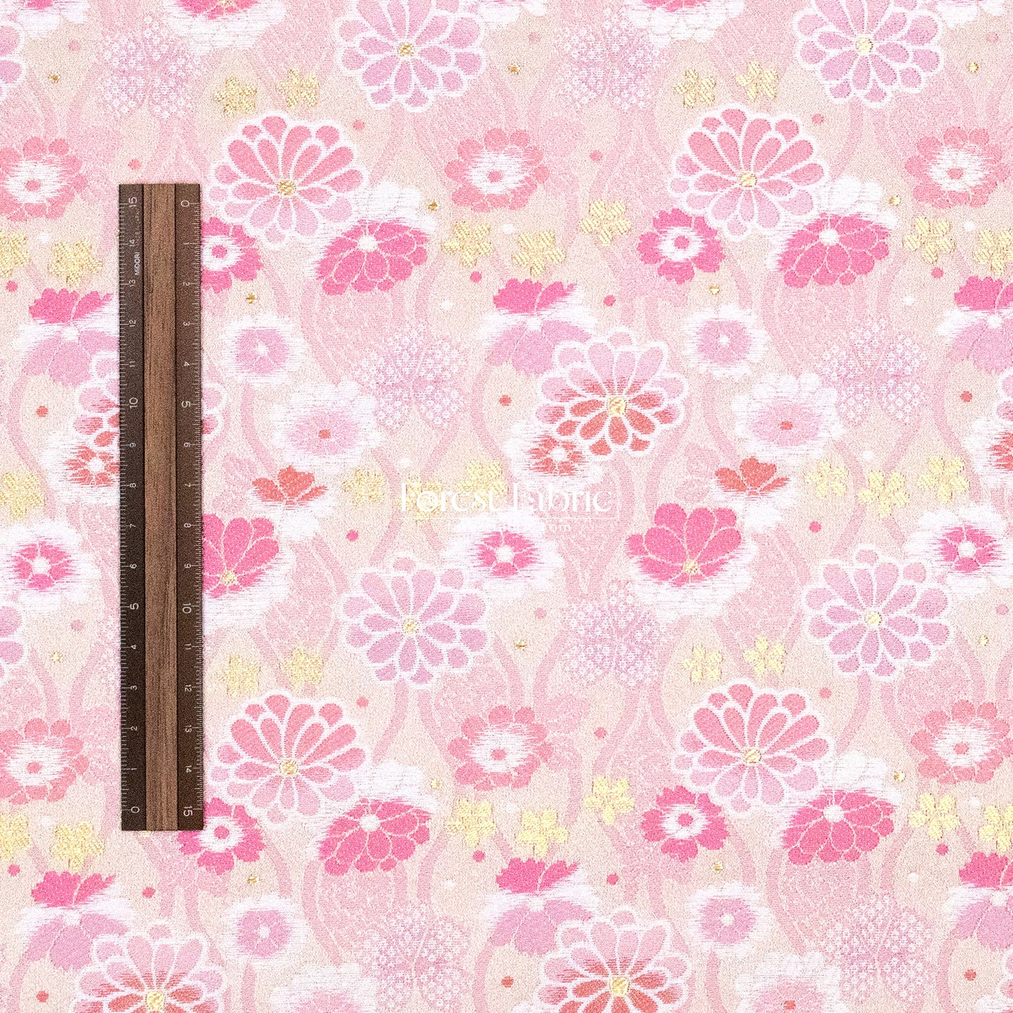 Gold Brocade - Spring Serenade fabric Pink
