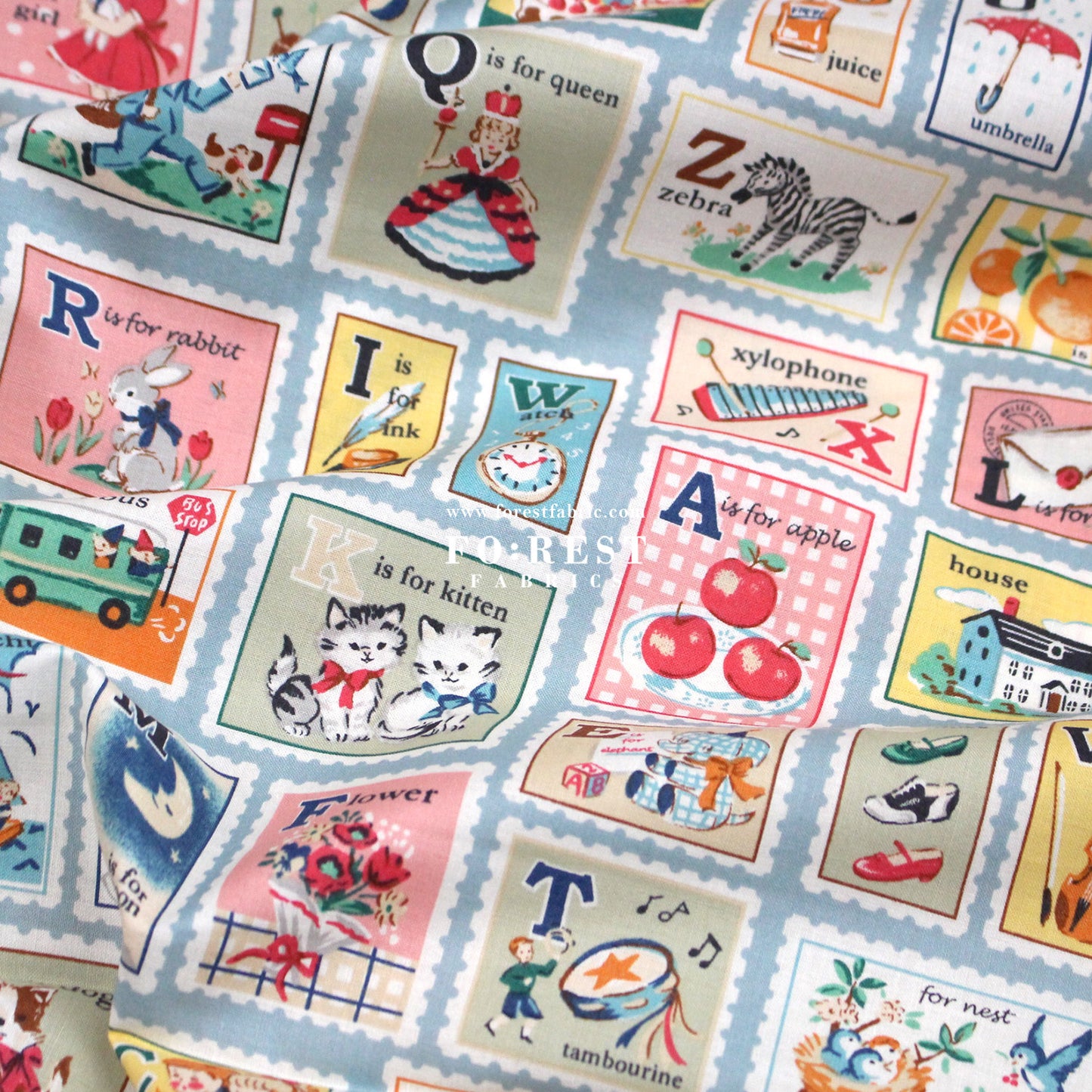 cotton - Alphabet Stamps fabric