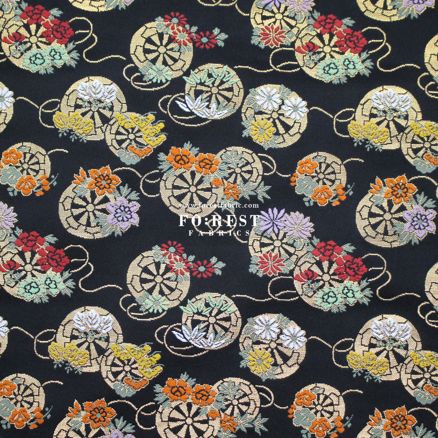 Gold Brocade -  fabric Balck