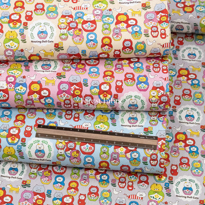 Canvas - The Nesting Doll Cats fabric