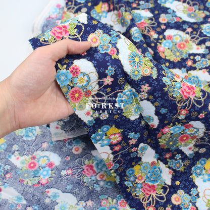 cotton - Decorative Sakura Cloud fabric Blue
