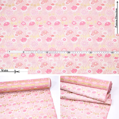 Gold Brocade - Spring Serenade fabric Pink