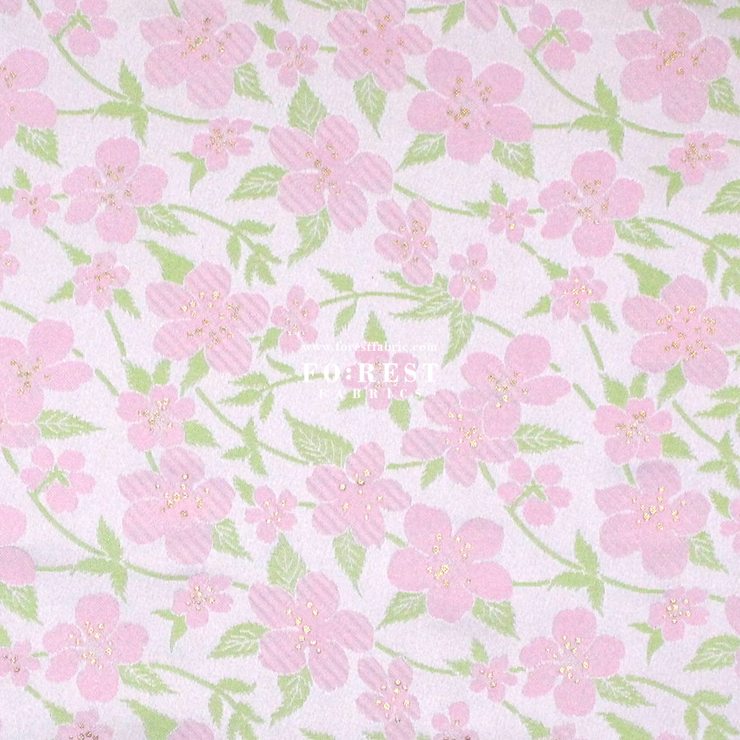 Gold Brocade - sakura fabric Light Pink