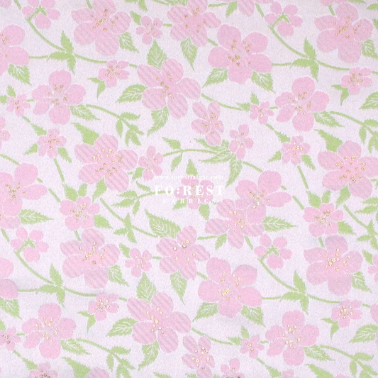 Gold Brocade - sakura fabric Light Pink