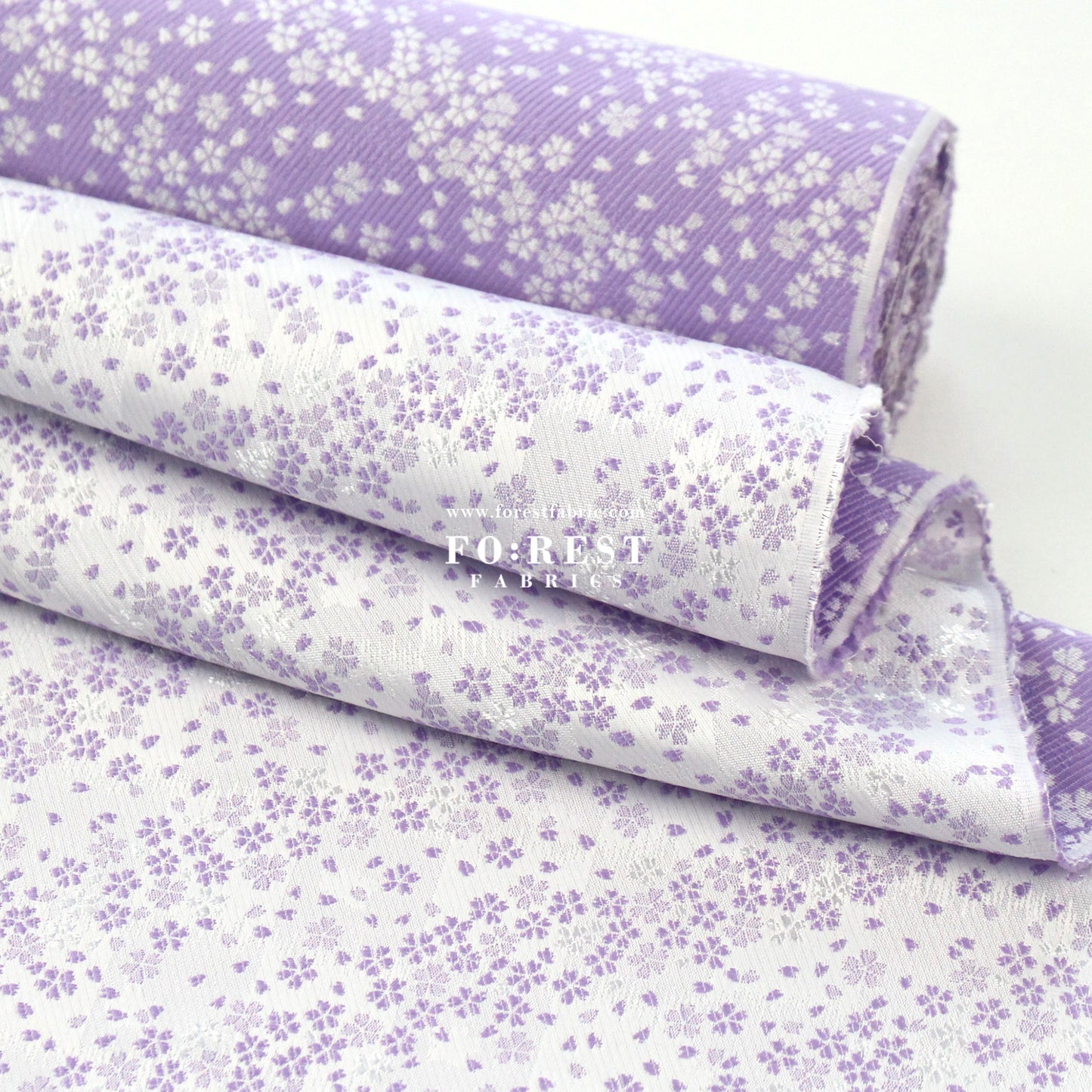 Gold Brocade - Little Sakura fabric Pink Purple
