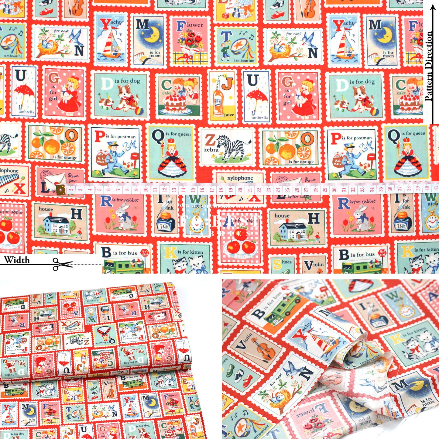 cotton - Alphabet Stamps fabric