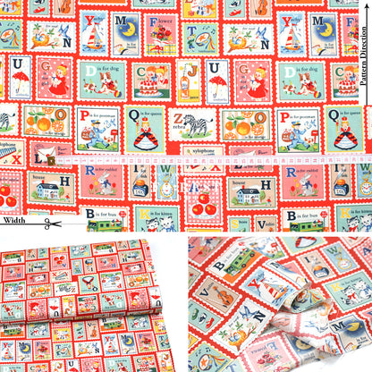 cotton - Alphabet Stamps fabric