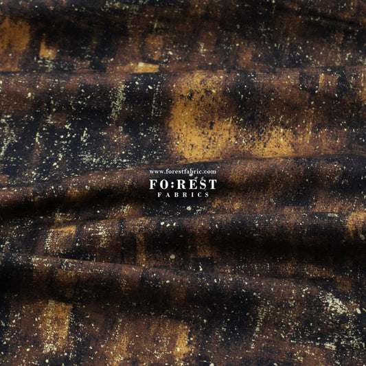 cotton - Golden Scratched Cats fabric Rust
