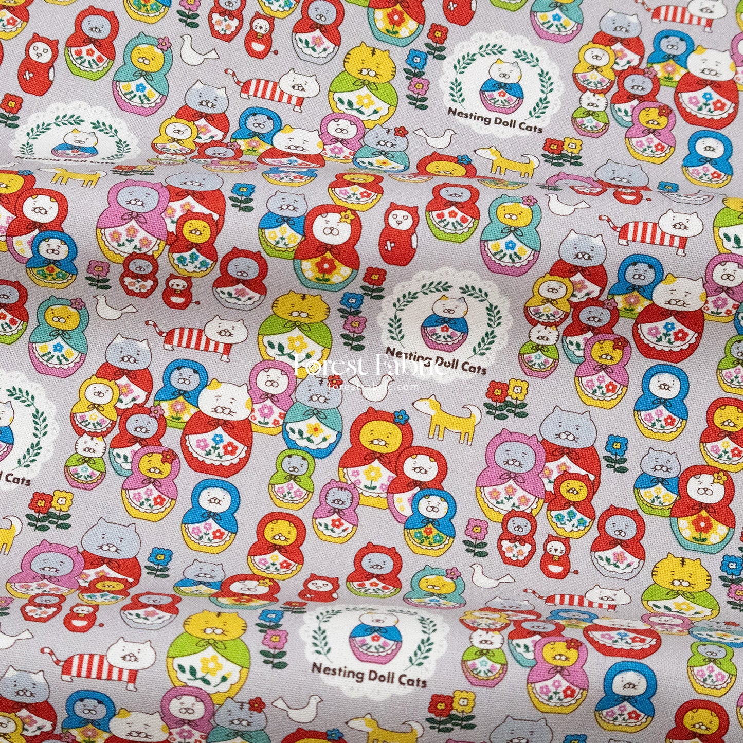 Canvas - The Nesting Doll Cats fabric