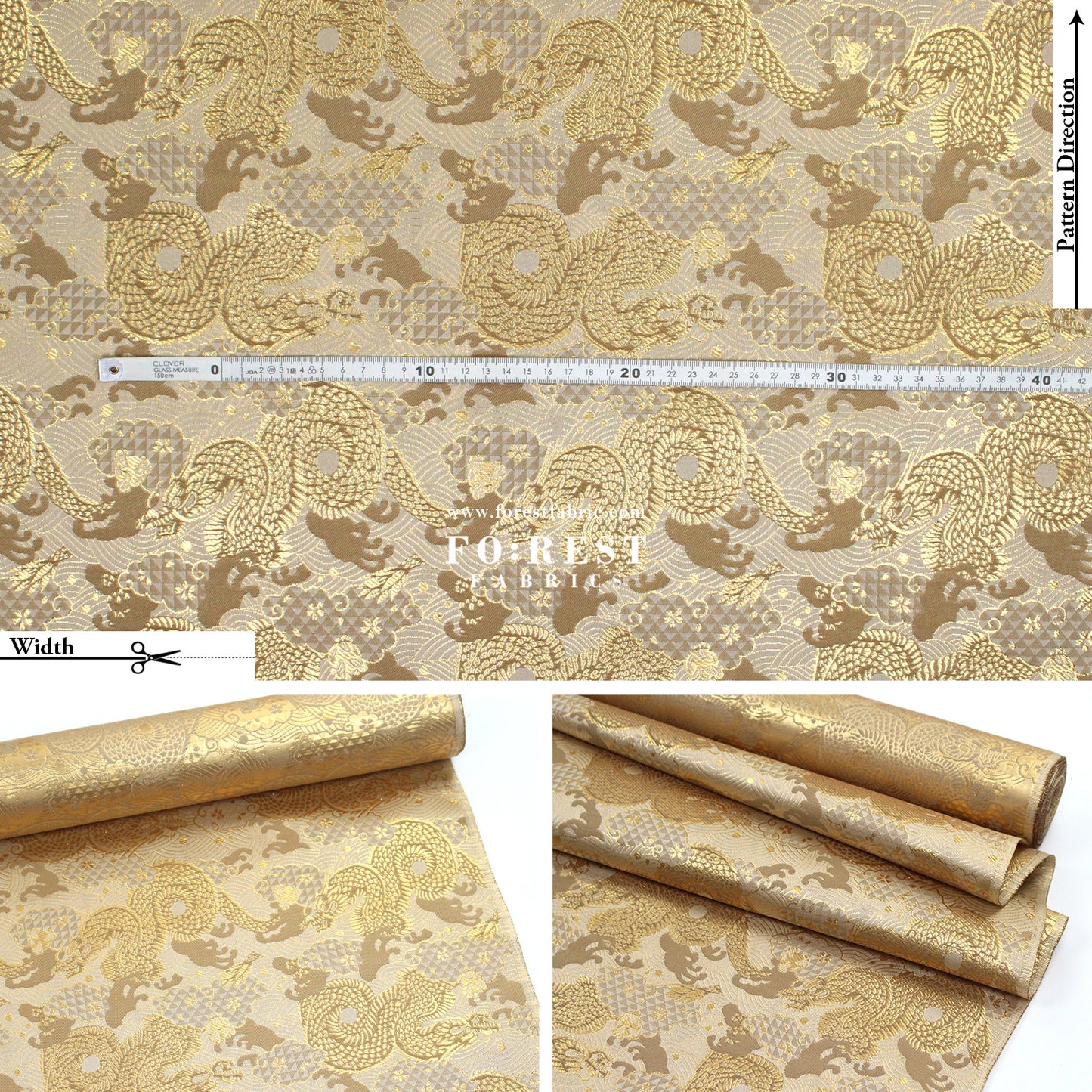 Gold Brocade - 火闘龍dragon fabric