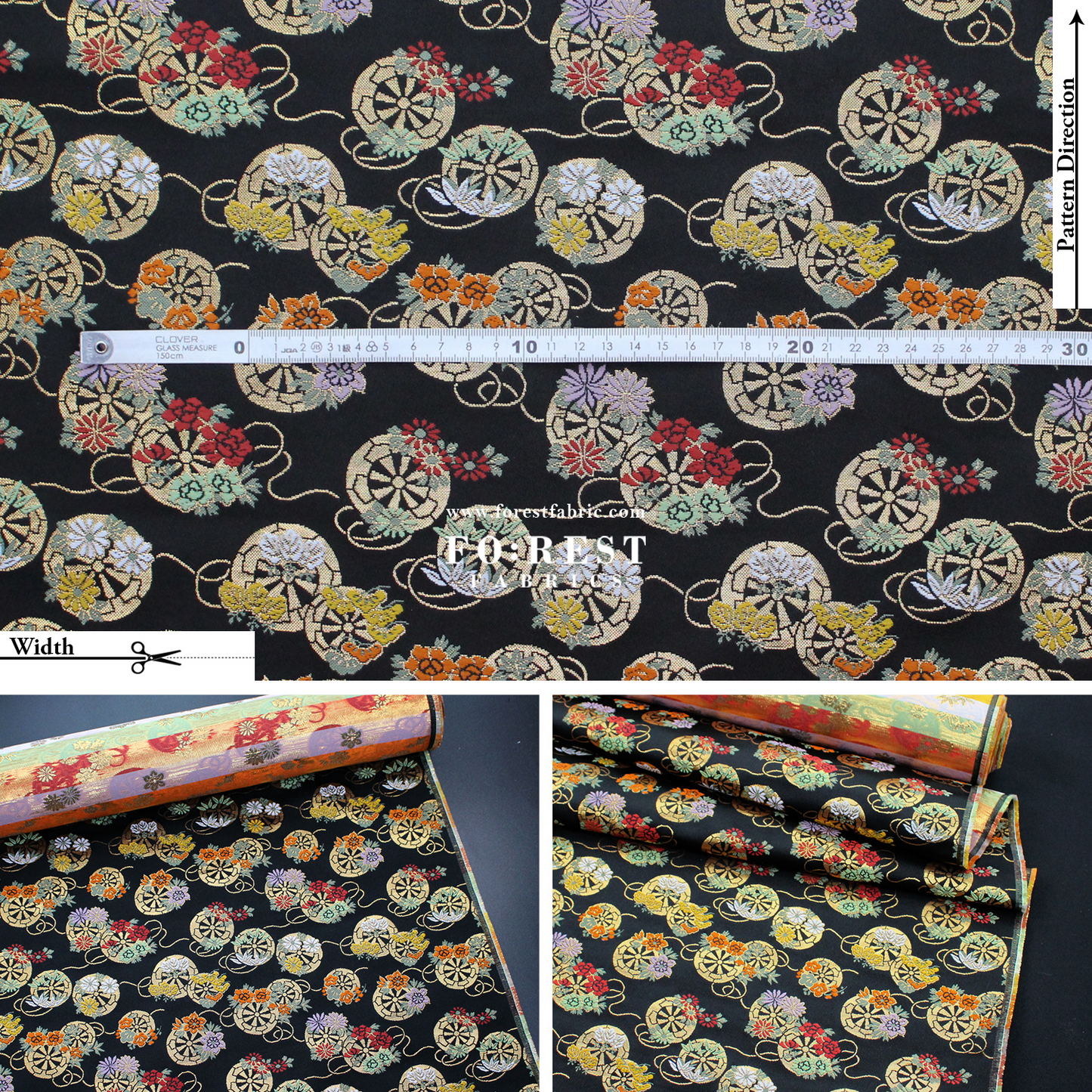Gold Brocade -  fabric Balck