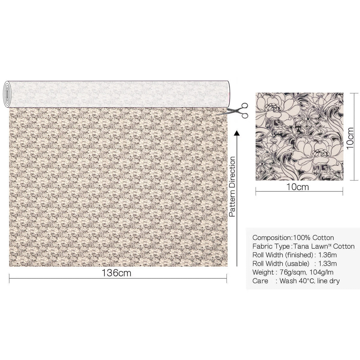 Liberty of London (Cotton Tana Lawn Fabric) - Penelope's Dance