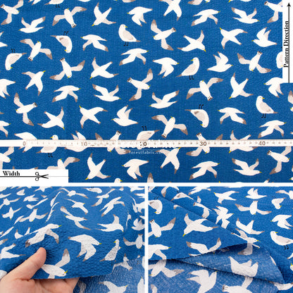 Seersucker cotton - Seagull fabric