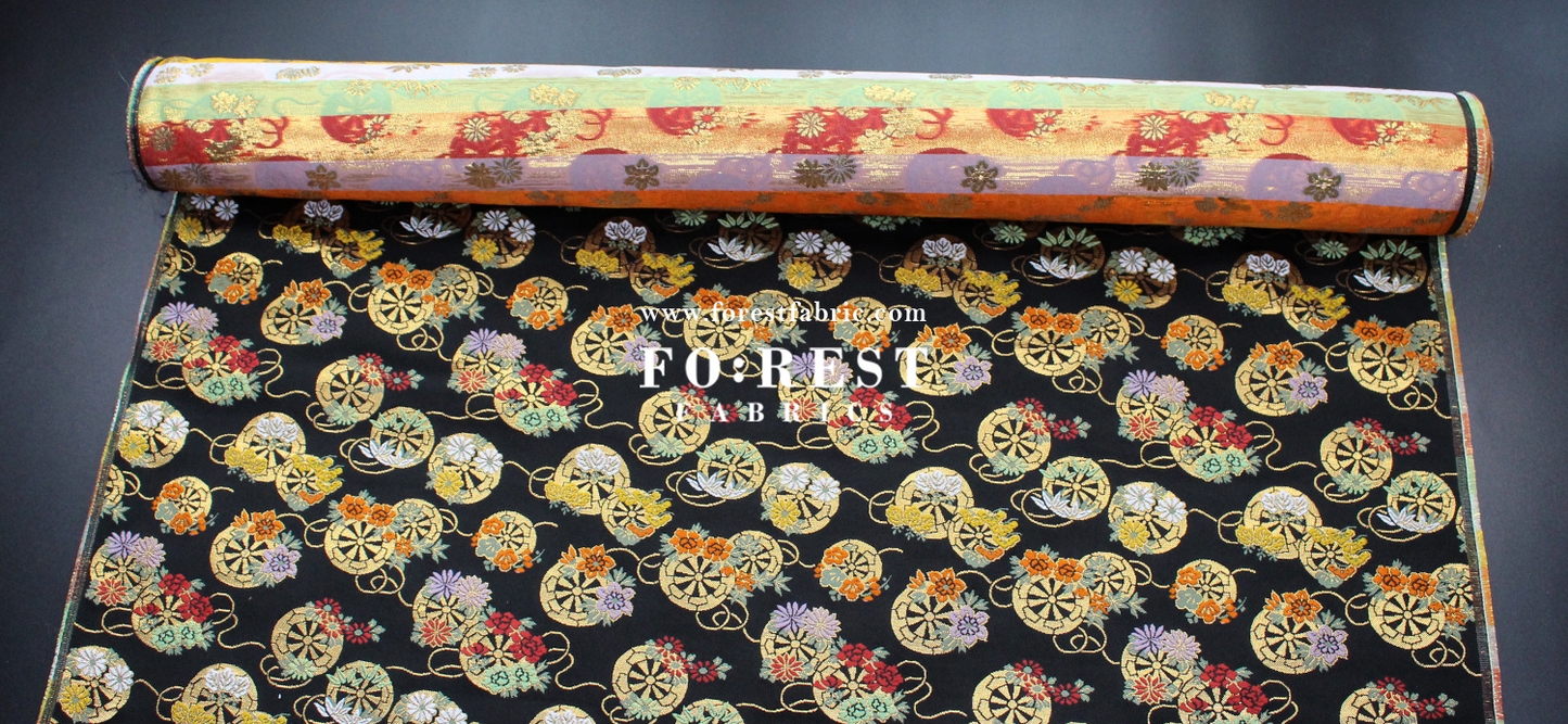Gold Brocade -  fabric Balck
