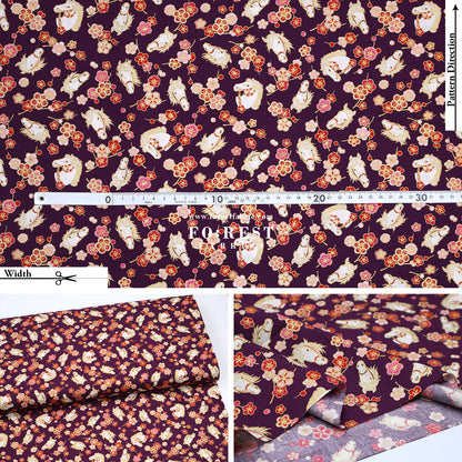 cotton - Plum Blossom Horse with metallic fabric
