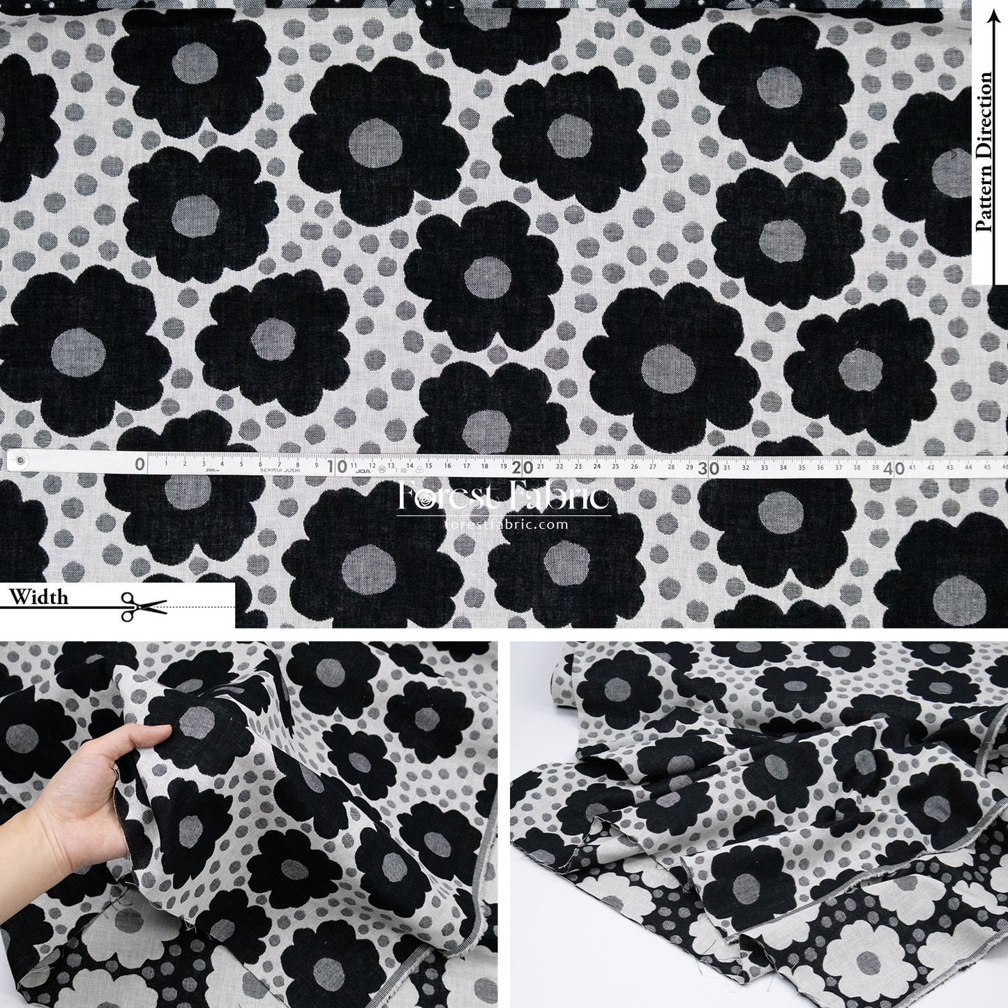 Yarn Dyed Cotton Jacquard - Polka Dot Flower