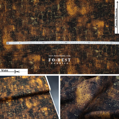 cotton - Golden Scratched Cats fabric Rust