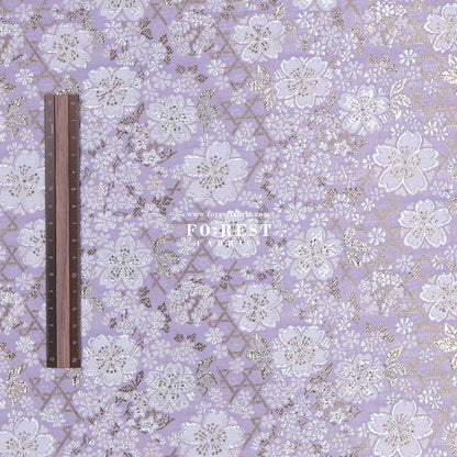 Gold Brocade - Sakura fabric Light purple