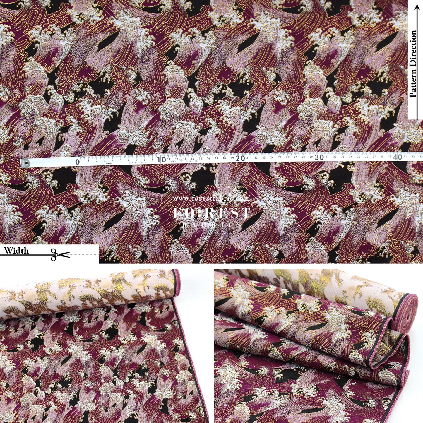 Gold Brocade - The Great Wave沖浪裏 fabric