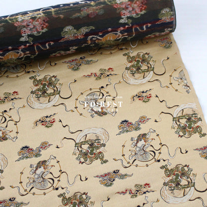 Gold Brocade - Japanese Raijin Thor fabric Lightgold
