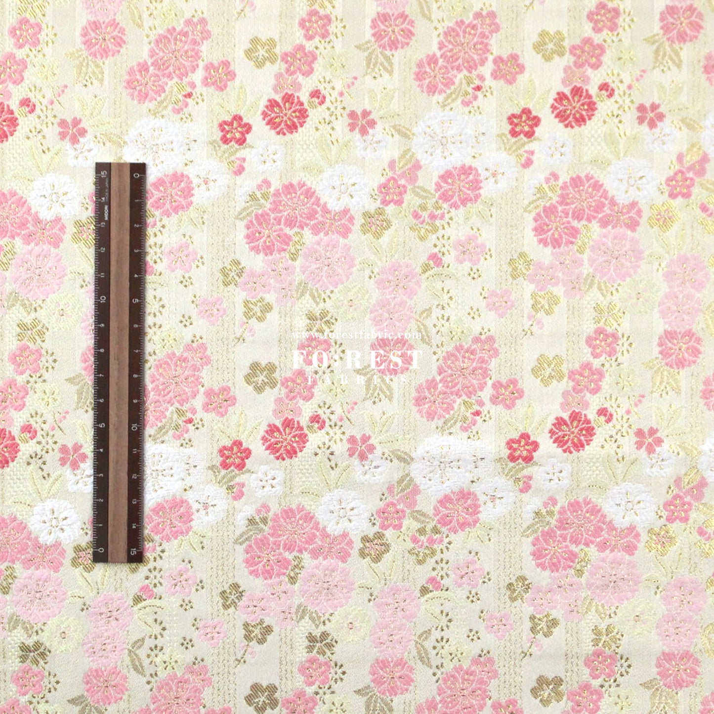 Gold Brocade - Raining sakura flower fabric