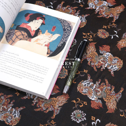 Gold Brocade - Tang lion fabric Darkbrown