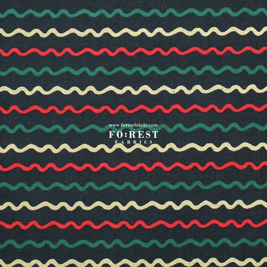 cotton - Ribbon Stripe Evergreen Metallic Fabric