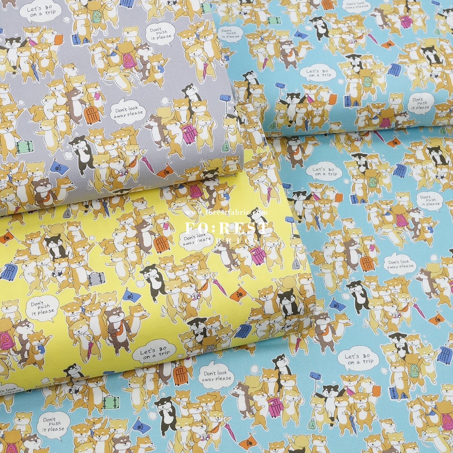 oxford - Travel Shiba Inu Dogs fabric