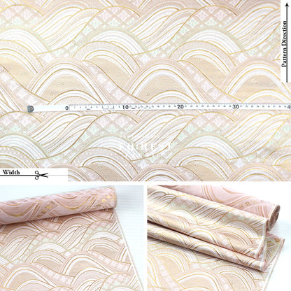 Gold Brocade - Great Wave fabric ICEPINK