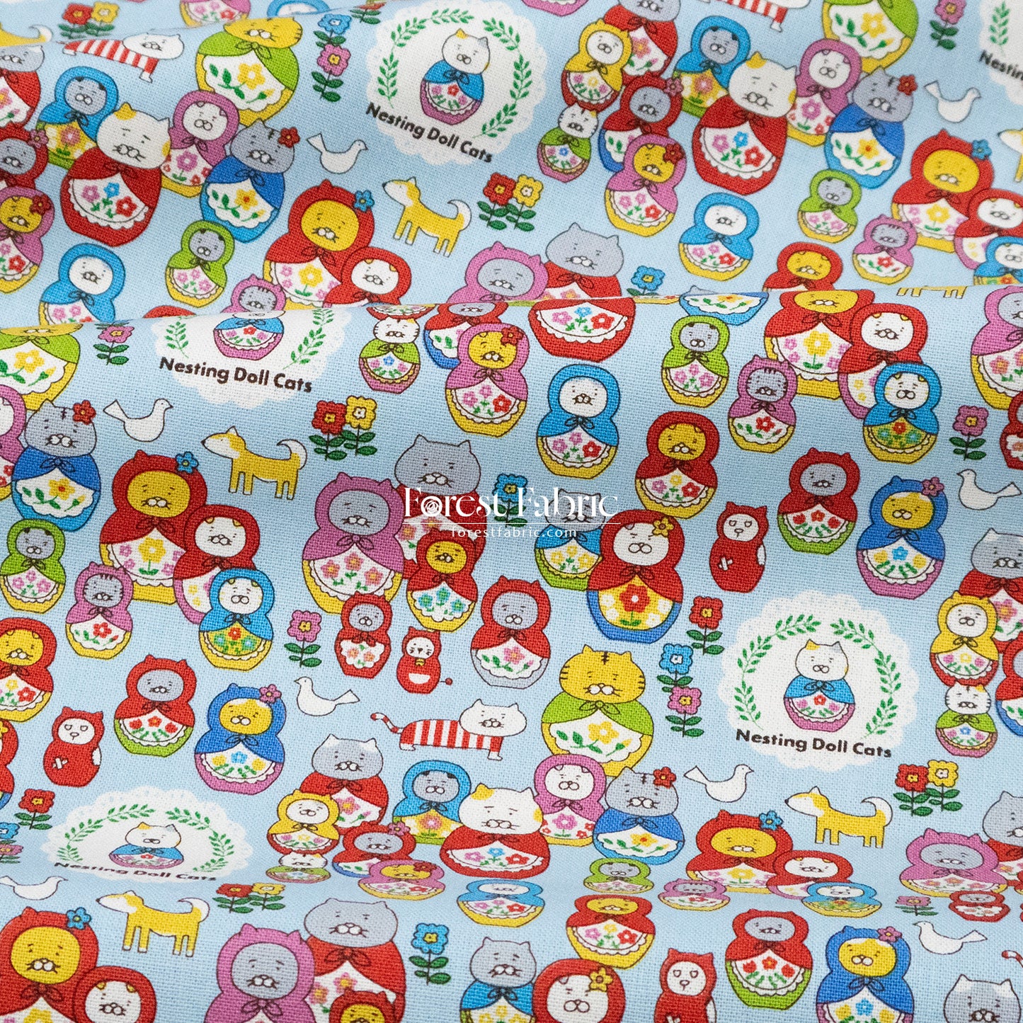 Canvas - The Nesting Doll Cats fabric