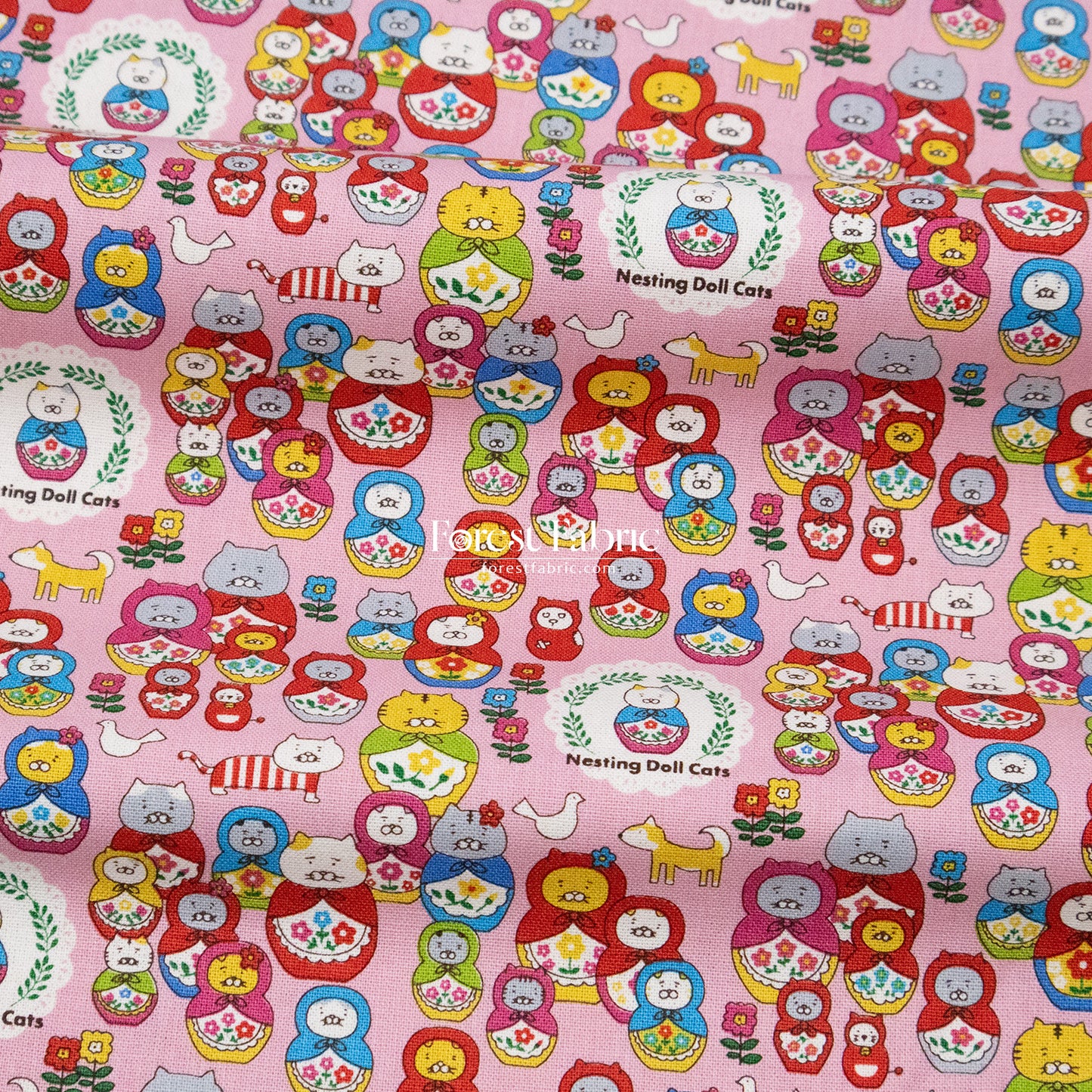 Canvas - The Nesting Doll Cats fabric