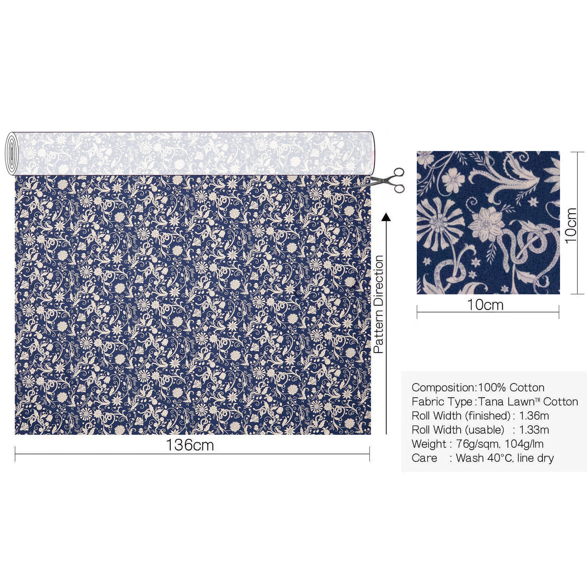 Liberty of London (Cotton Tana Lawn Fabric) - Hesperides