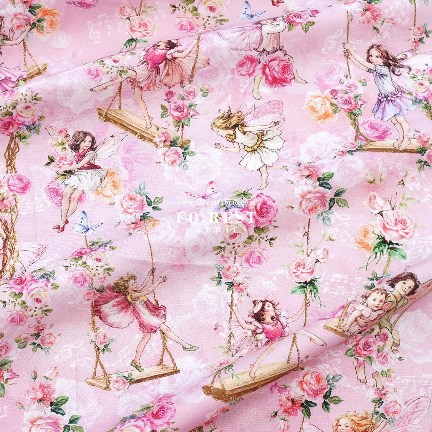 cotton - Garden Swings Flower Fairies fabric