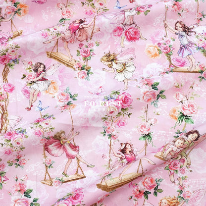 cotton - Garden Swings Flower Fairies fabric