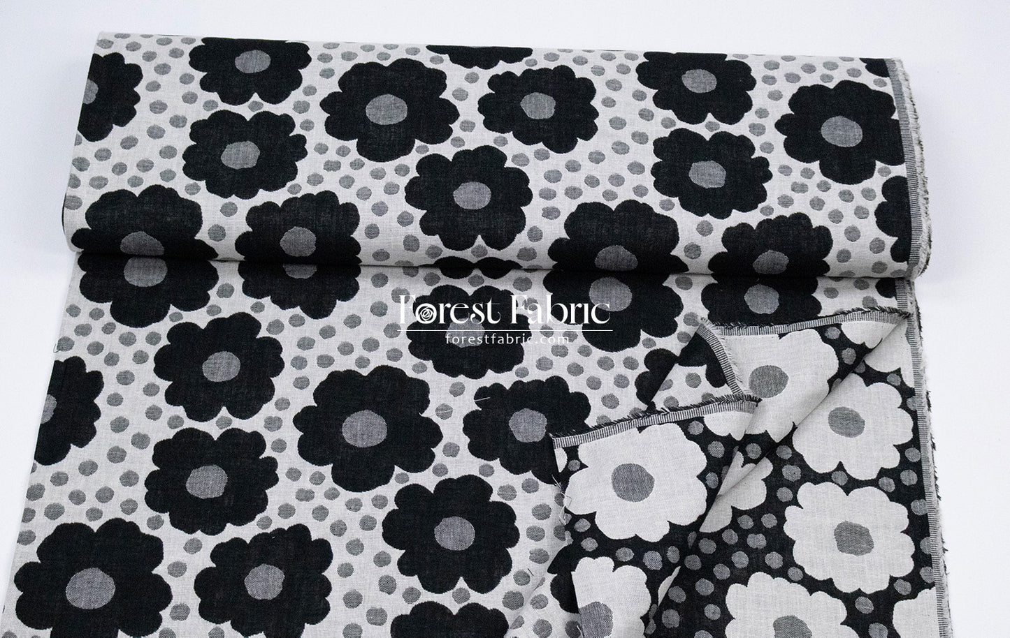Yarn Dyed Cotton Jacquard - Polka Dot Flower