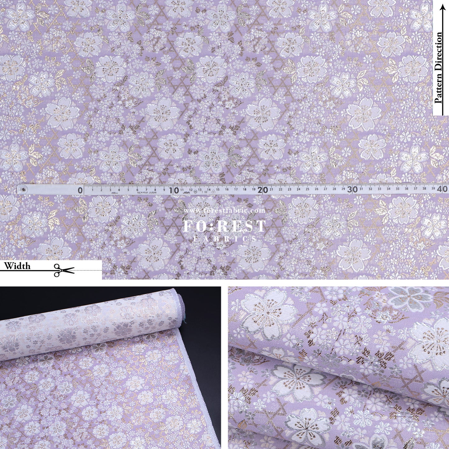 Gold Brocade - Sakura fabric Light purple