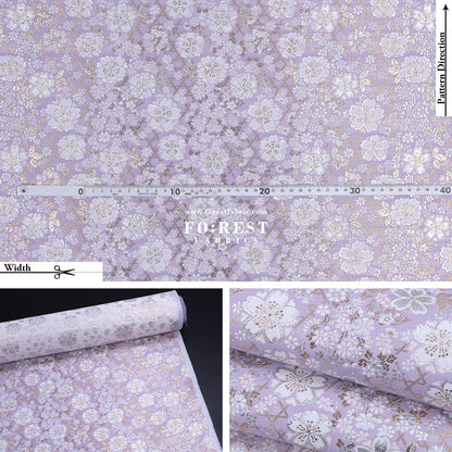 Gold Brocade - Sakura fabric Light purple