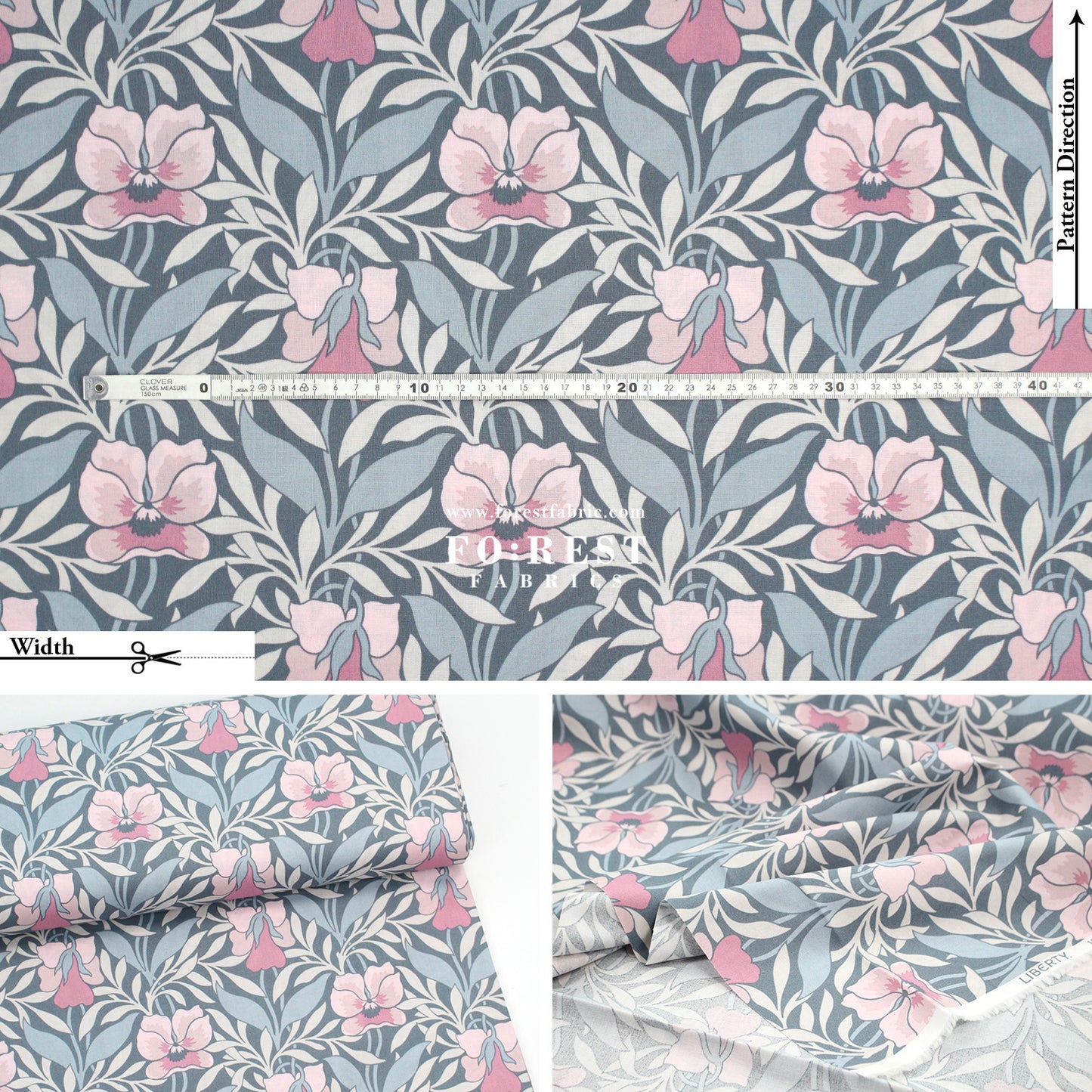 Quilting Liberty - Pansy Meadow 275cm Wide Width fabric