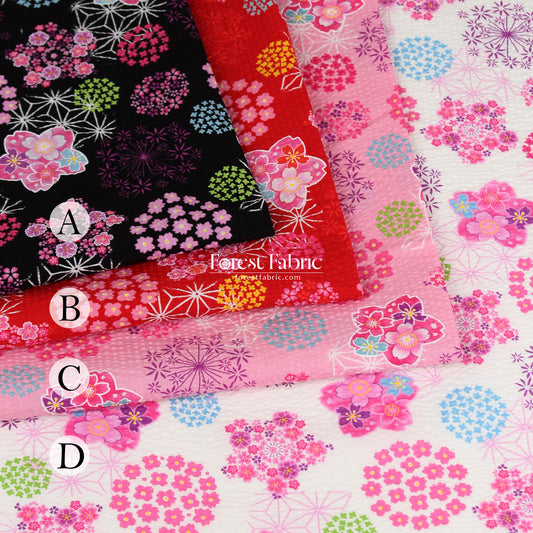 Seersucker cotton  - Japanese Cherry Blossom Floral fabric 泡泡棉
