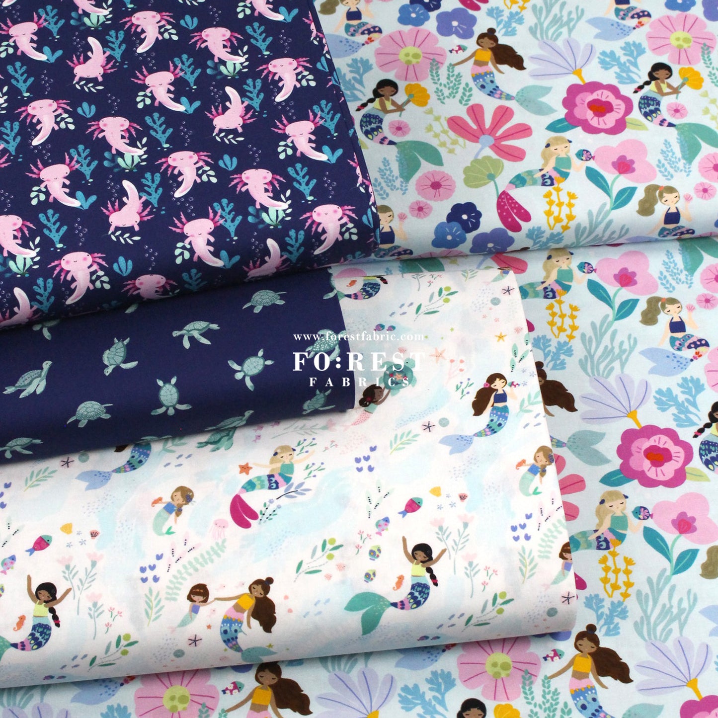 cotton - Turtley Sea fabric Navy